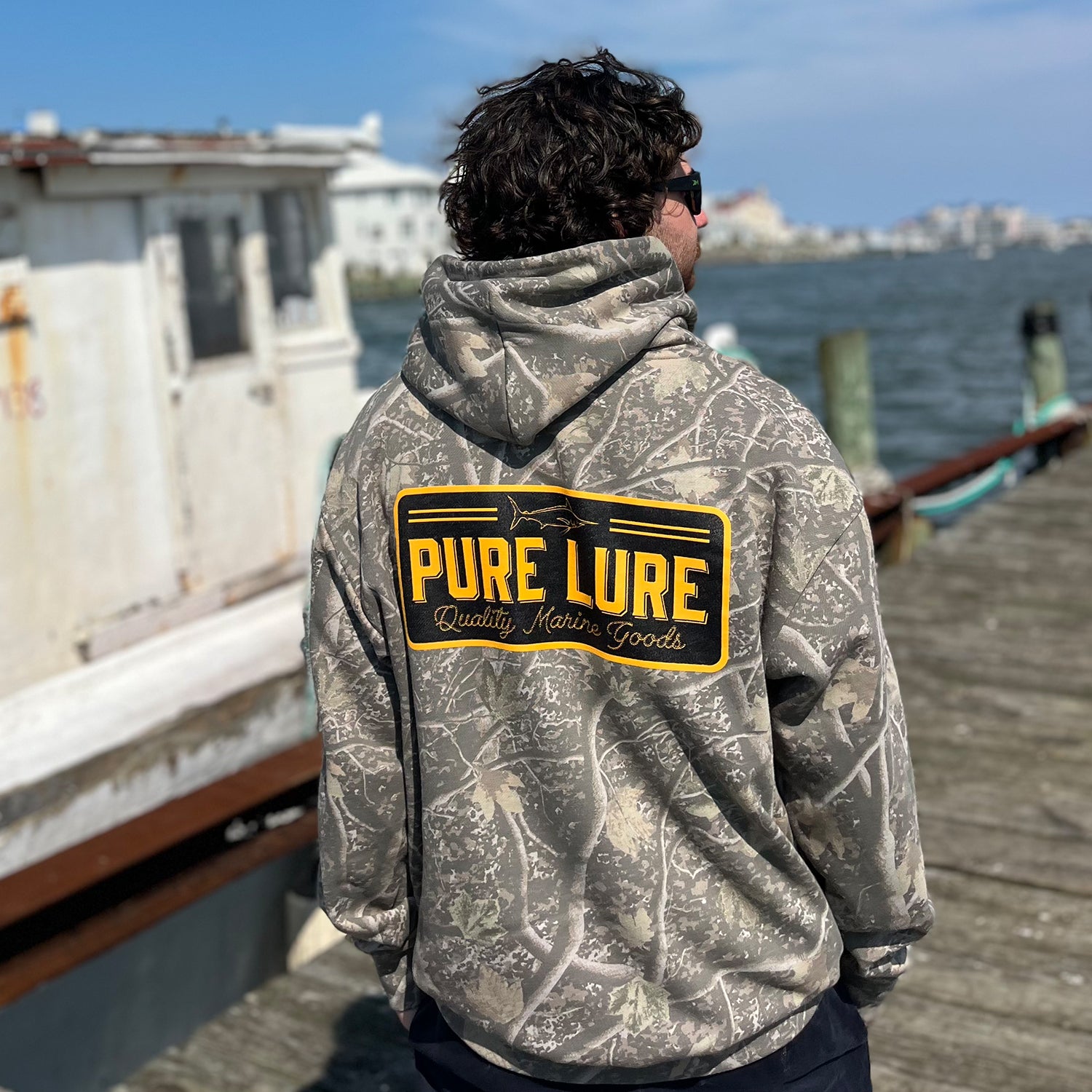 camo pattern fishing lure Spooled Camo Hoodie Deadtree / L