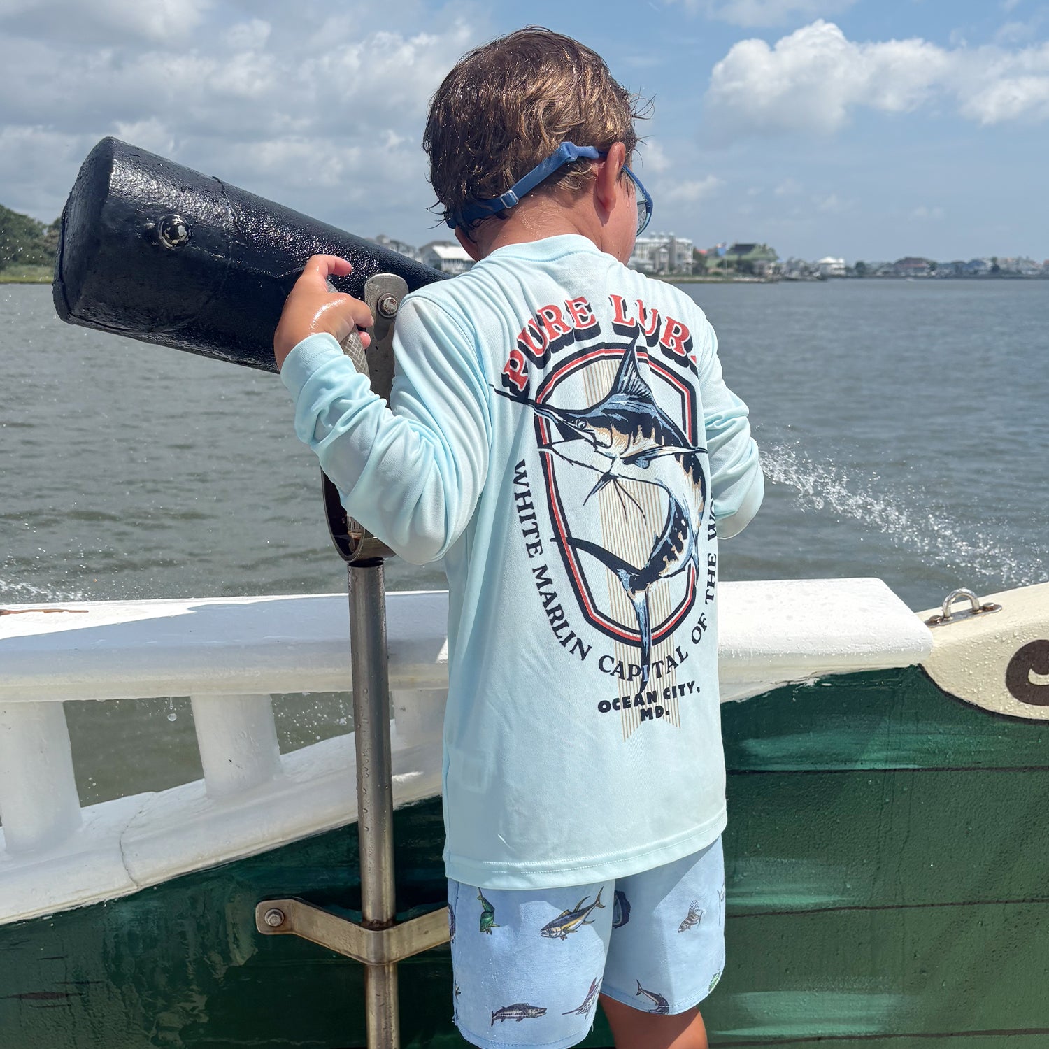 White Marlin Seal Youth Sun Shirt