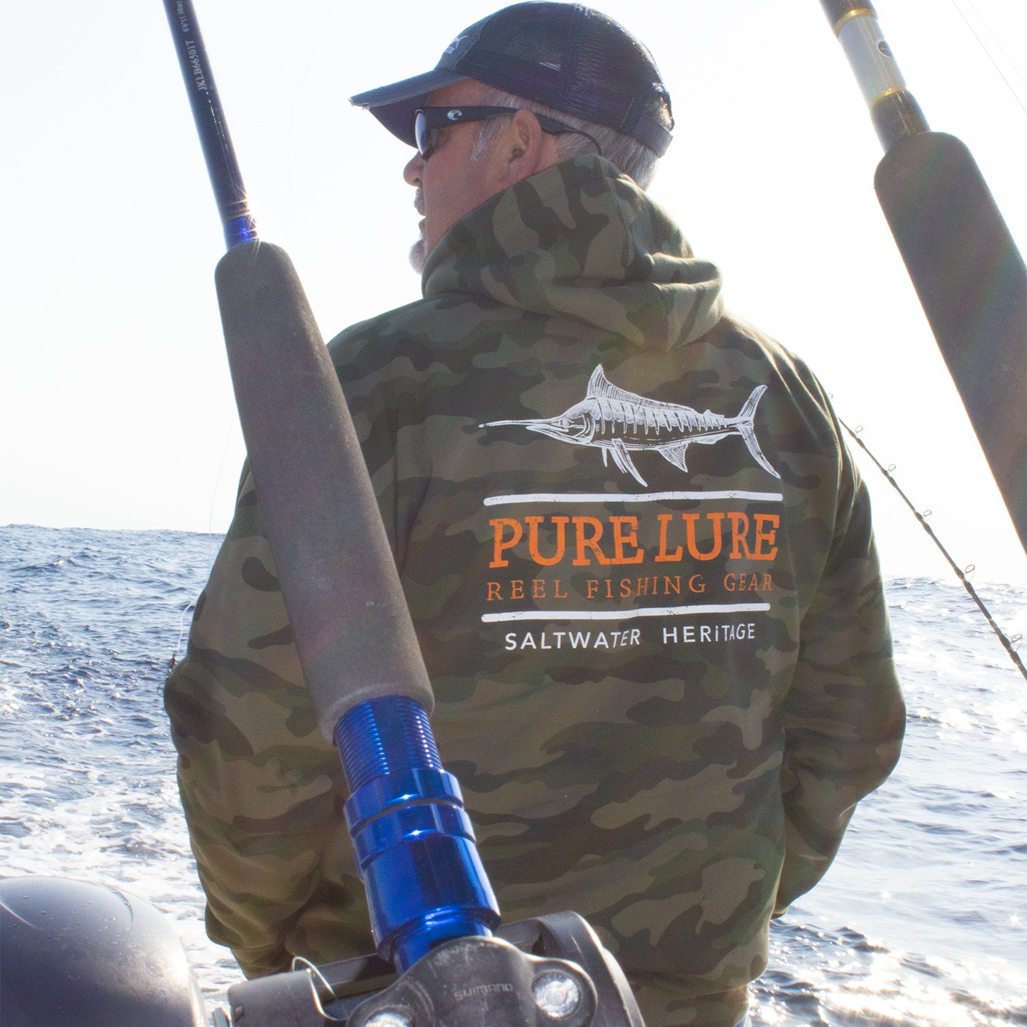 Ink Pen Hood, a heavy hoodie for those hooked on marlin Gun Metal / 2X